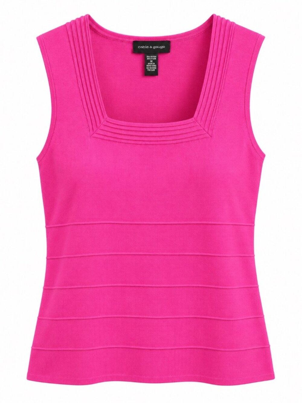 Cable & Gauge Womens Pink Sleeveless Sweater Tank Top M Square Neck Knit